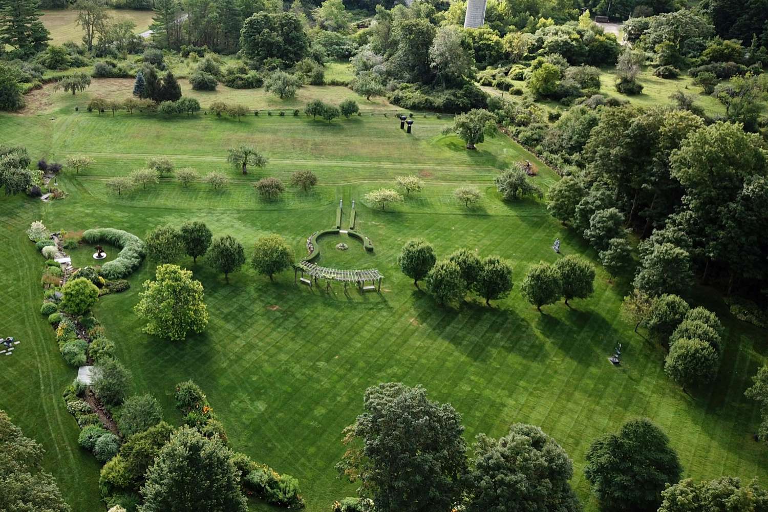 Bird's eye view of Seven Springs Garden and Sculpture Park in Manchester, VT.